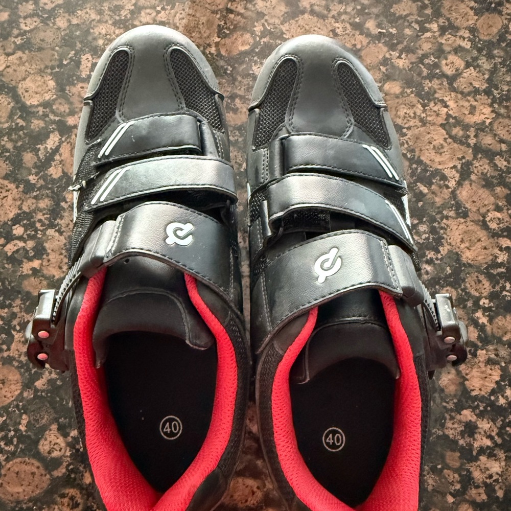Peloton Black and Red Athletic Shoes
